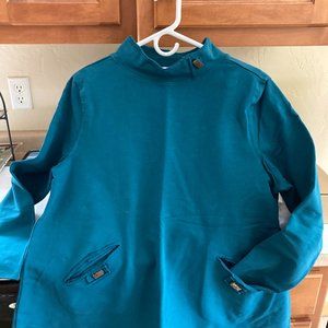 Teal Neon Buddha Sweatshirt Tunic Top - Misses XL , New